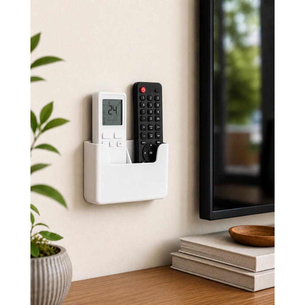 Suporte de Parede para 2 Controles Remotos TV e Ar-Condicionado – Organizador com Fita Dupla Fac