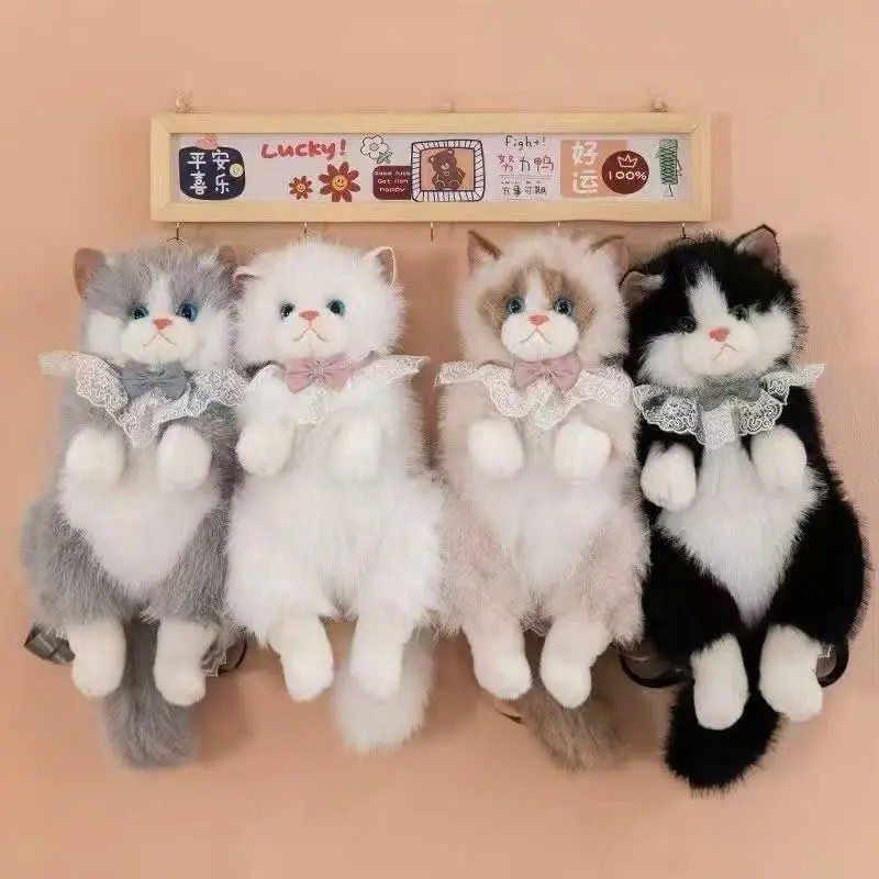 The puppet cat backpack makes cute and funny sounds. Trendy dark cat backpacks for carrying personal items when going ou
