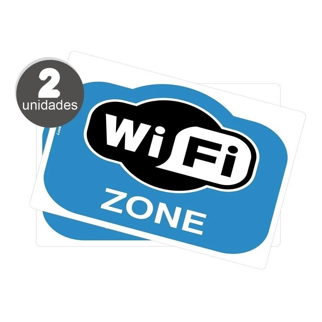Kit Placas Sinalização Identificação de Rede Wireless Hotspot Azul 2 Unidades 20x30cm