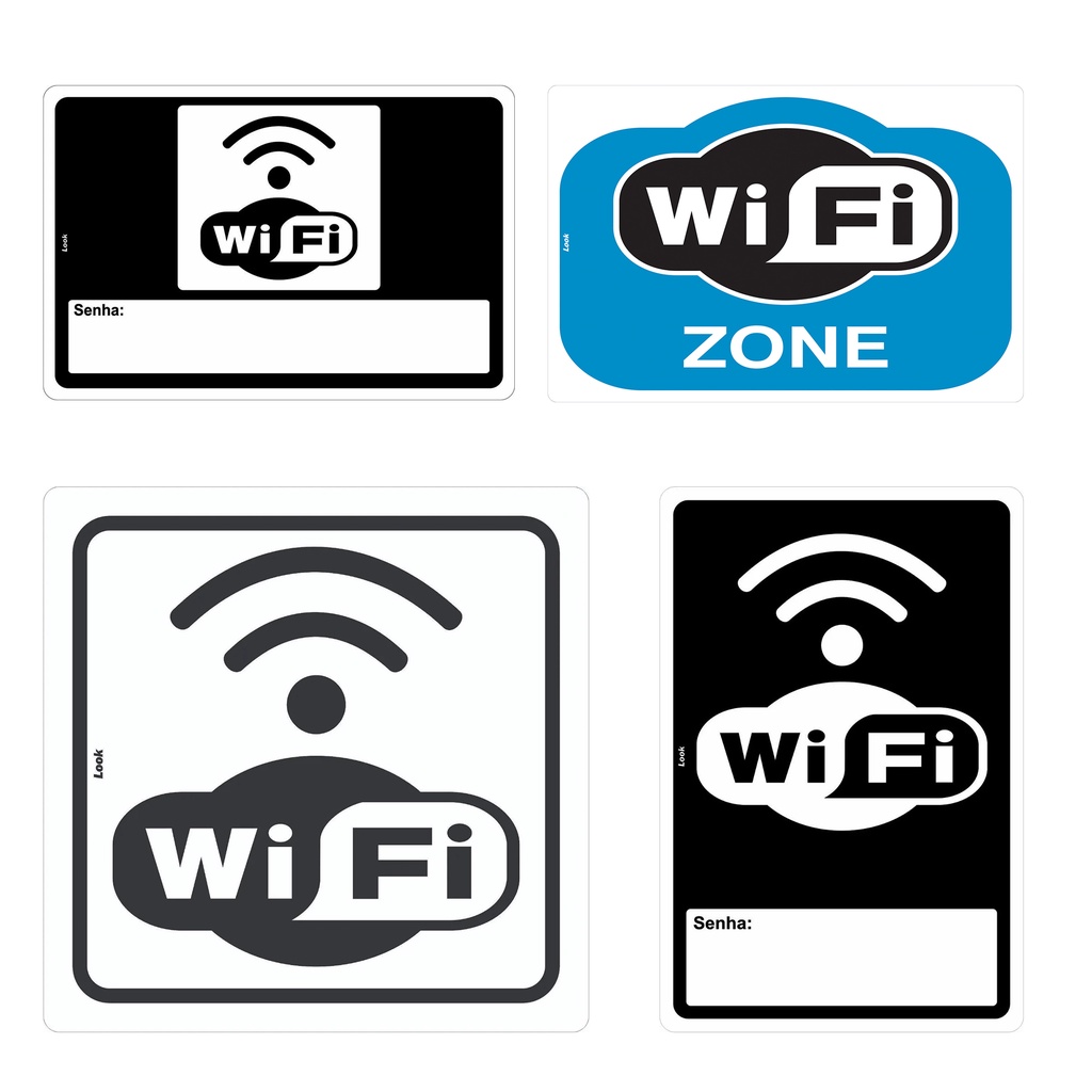 Placas Sinalização Ambiente Wireles Rede Sem Fio Wifi Zone com Espaço para Senha Diversos Modelos