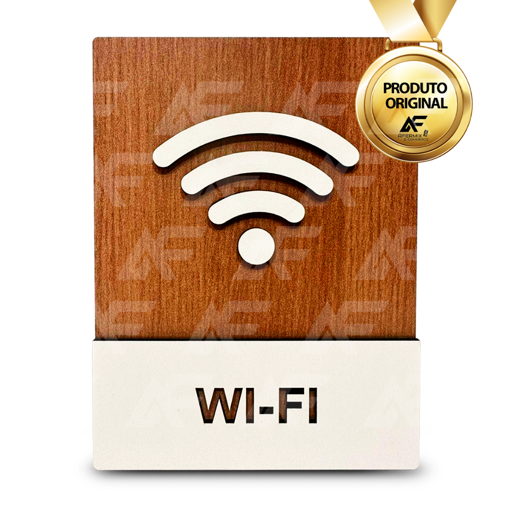 Plaquinha De Wifi Sinalização De Internet Wireless Mdf 3mm