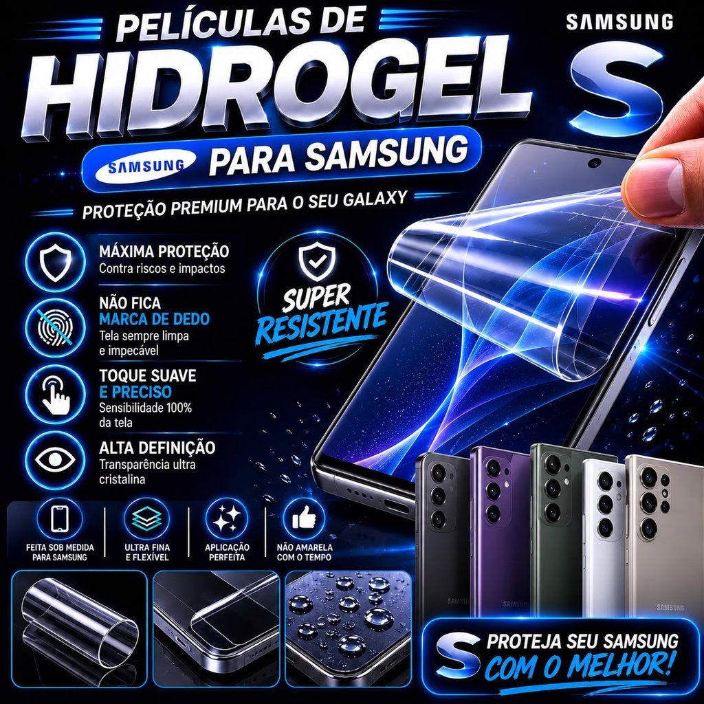 Pelicula PREMIUM Hidrogel para todos os modelos de Samsung S25, S24, S23, S22, S21 - TODOS OS MODELOS ULTRA, PLUS, FE
