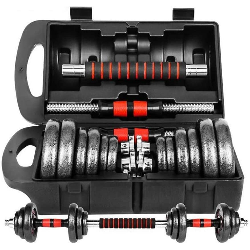 Kit Halter Dumbbell Ajustável Até 30kg Musculação Academia Barra Curta Barra Longa Fácil Montar