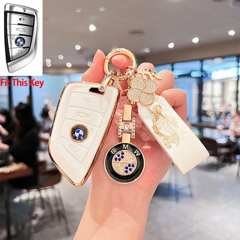 Nova Capa de Chave Remota para Carro em TPU+Couro para BMW X1 X3 X5 X6 1 2 5 7 Series F15 F16 E53 E70 E39 F10 YSYK