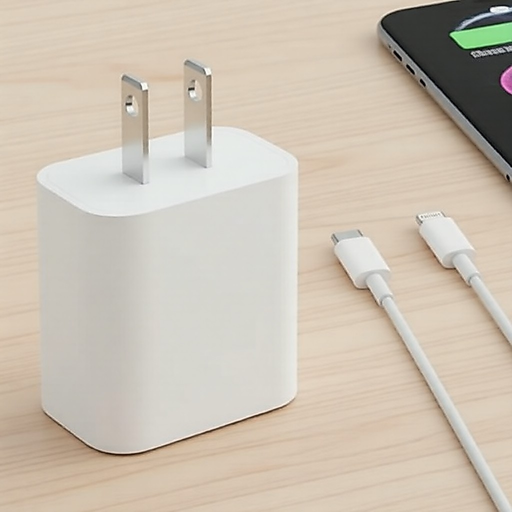 Kit Carregador USB-C de 20W com Power Delivery e Cabo para iPhone 15 e iOS, Carregamento Rápido