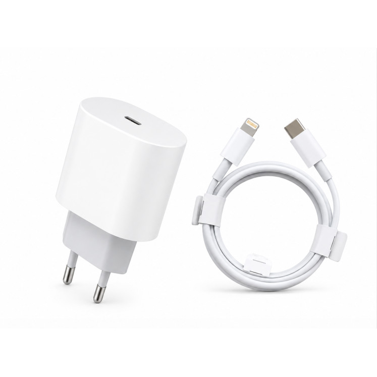 Carregador 20W USB-C Power Adapter com Cabo USB-C para Lightning Carga Rápida iPhone