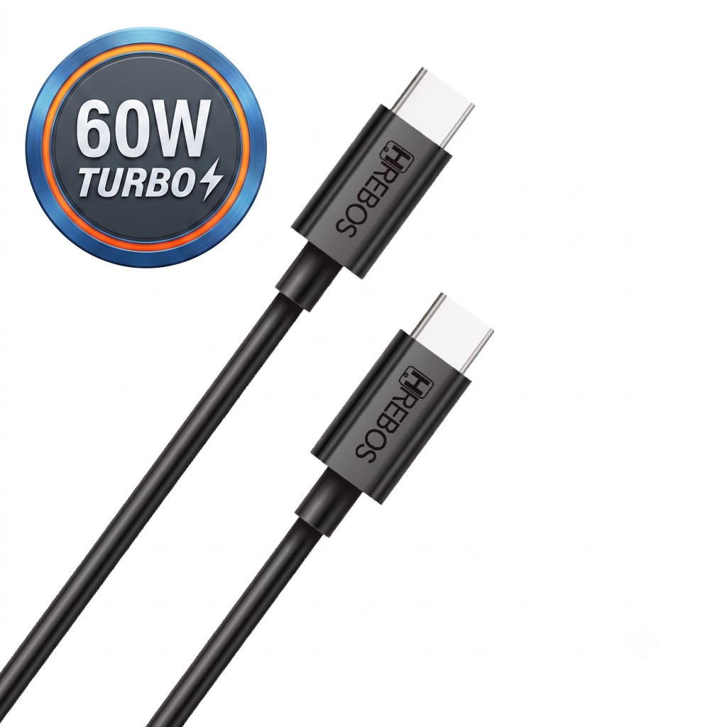 Cabo Turbo Tipo C Para Tipo C 60W Hrebos Original 1m Power Delivery Para Celular Notebook Macbook iPad CB-328C
