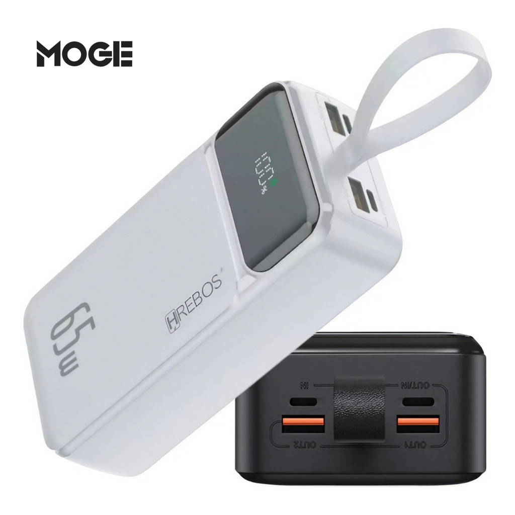 Power Bank Hrebos 30000mAh 65W | Turbo | Display Digital | Carregamento Rápido