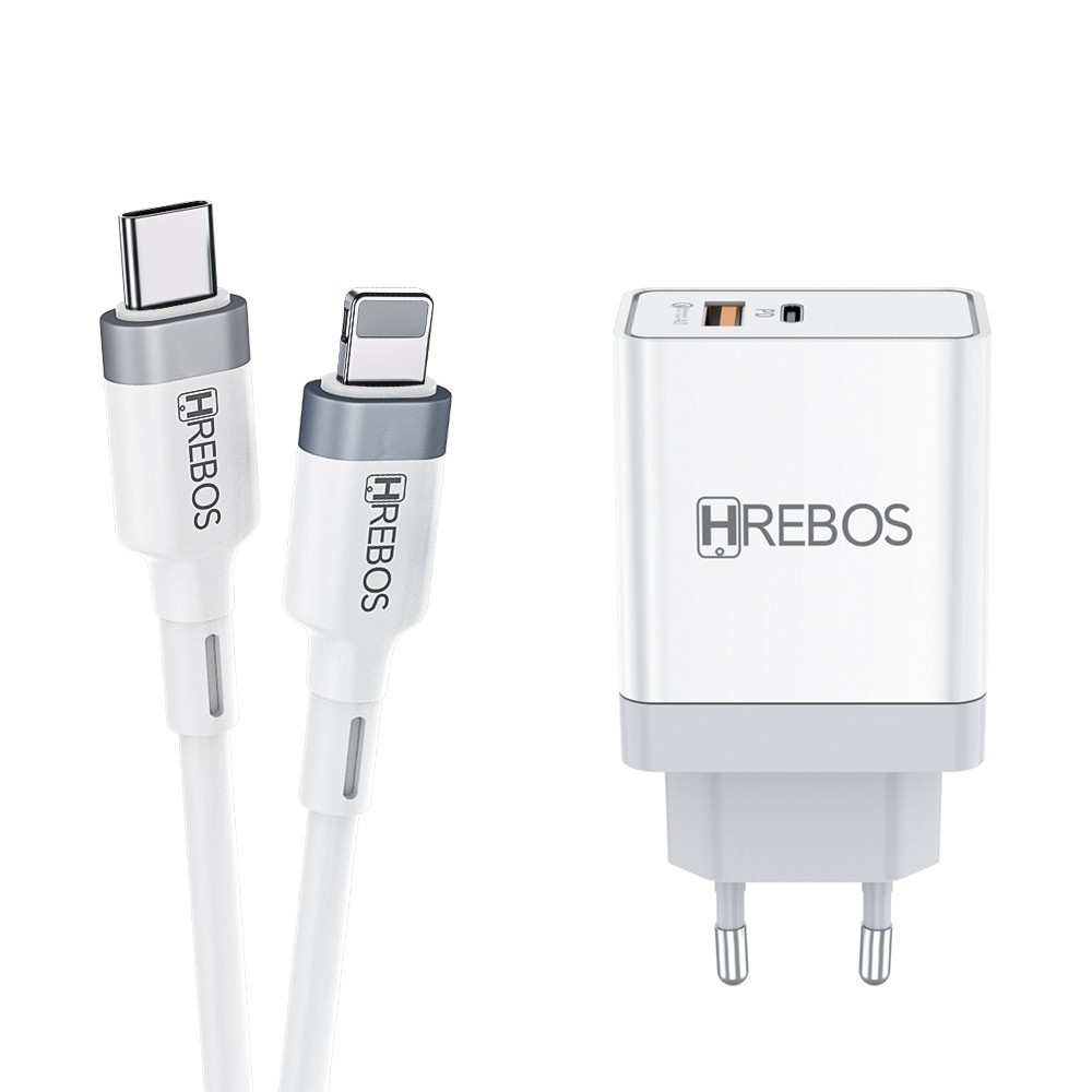 Carregador Power Turbo Square Hrebos + Cabo Compatível Com iPhone