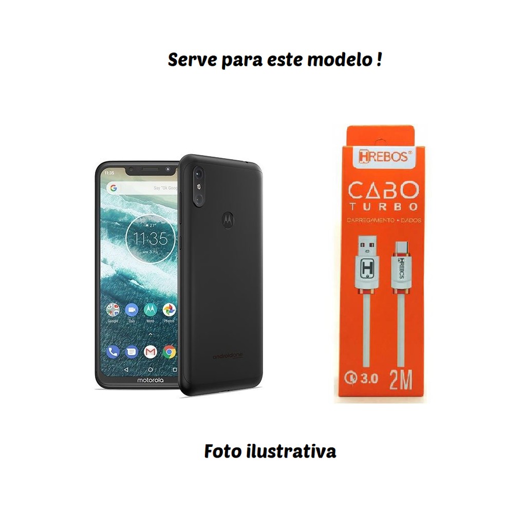 Cabo exclusivo para Moto One Power Tipo C modelo Hrebos 3.0 Turbo 2M Up