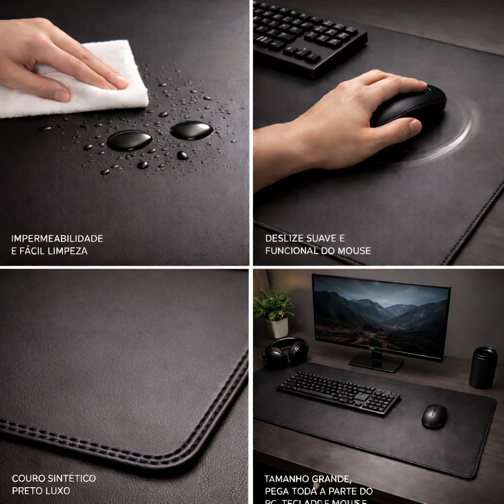 Mousepad Impermeável Couro sintético