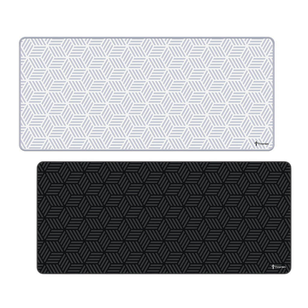 Mouse Pad Gamer APEX Extra Grande Control Profissional 90x40 Deskpad Branco Preto Hexágono Titorion