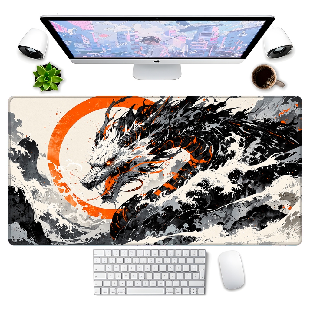 Mouse Pad Gamer Velocidade Controle e Estilo em Várias Estampas e Cores Samuray Dragão
