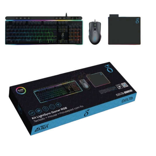 Kit Mouse Gamer Teclado Mousepad Usb Lightsync Gamer Led Rgb