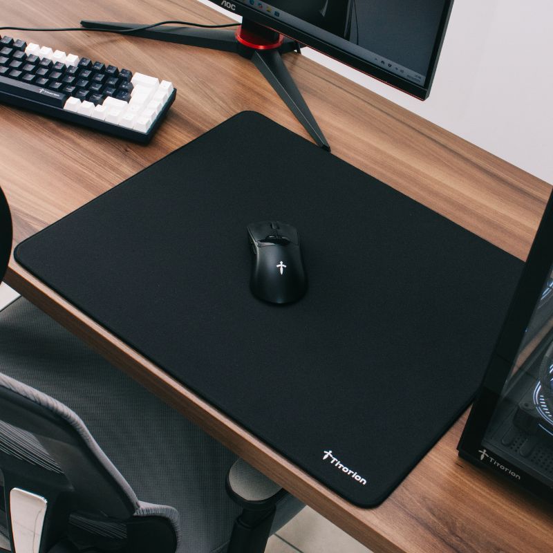 Mouse Pad Gamer Poron Control + Rigel 49x42 Profissional Premium Preto Vermelho - Titorion