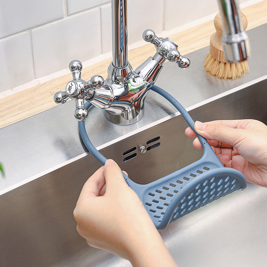 Adjustable Bendable Sponge Holder for Sink – Quick Dry Hanging Draining Rack Durable Plastic Kitchen Organizer for Cou