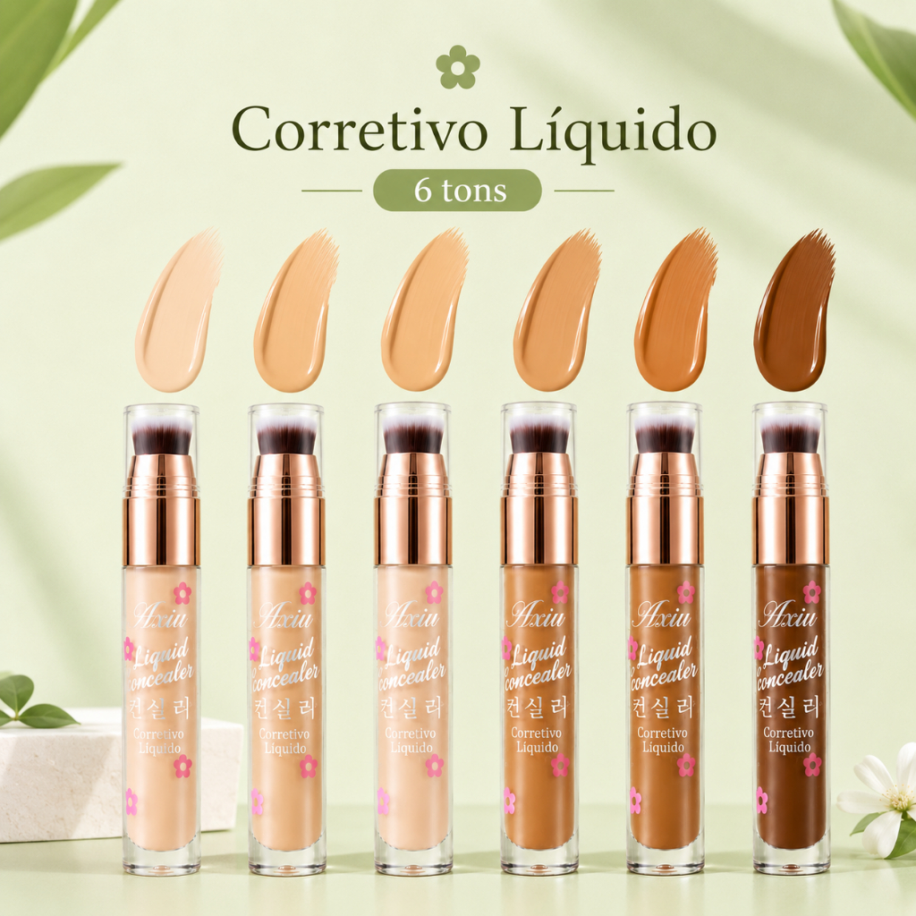 Aixiu 6 Foundation/Concealer High Coverage Oil Control Long Lasting Matte Concealer With Brush