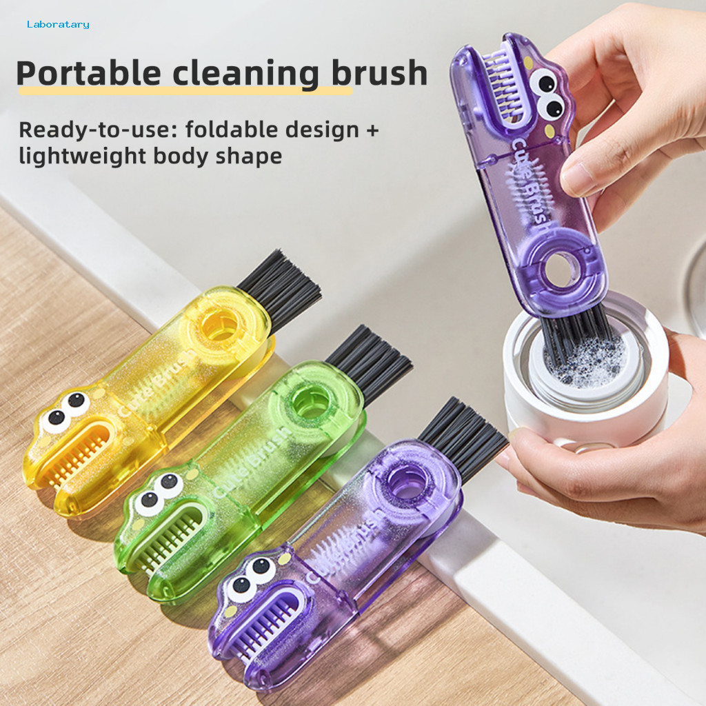 High-density Bristles Brush for Bottles 3-in-1 Portable with Anti-slip Handle Multi-function Tea Stain Remover for Kitch