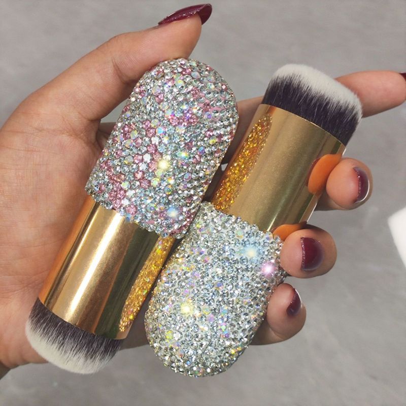 Com diamante gordinho escova de pó solto high-end portátil bala Blush escova high-end sentimento cerdas macias escova de
