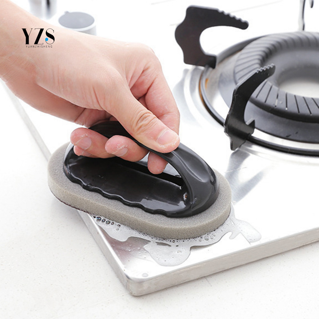 Durable Brush Wear-resistant Scrubber High-density Sponge with Anti-slip Handle – Non-scratch Kitchen for Stubborn Sta