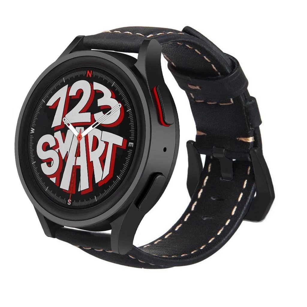 Pulseira de Couro para Samsung Galaxy Watch 7 6 5 4 3 Active 2 FE 40mm 41mm 42mm 44mm 45mm 46mm 47mm