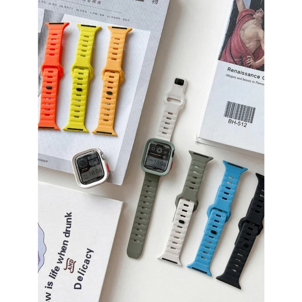 Silicone Pulseira+Macio Capinha Case Para Apple Watch Ultra 49mm 44mm 41mm 40mm 45mm iWatch Pulseira+Bumper Capa Kit