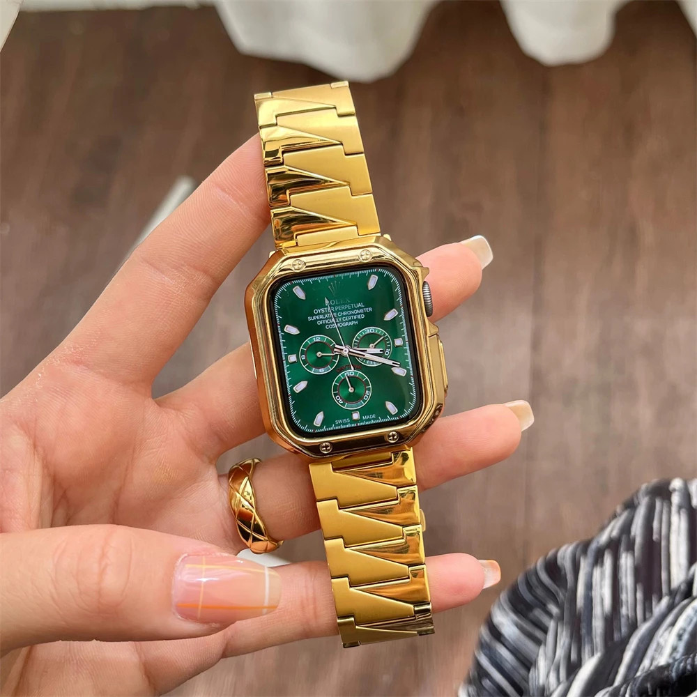 Macio Capinha Case+Pulseira De aço inoxidável Para Apple Watch 10 11 42mm 46mm 44mm 40mm 38mm 41mm 45mm iWatch Capa Kit