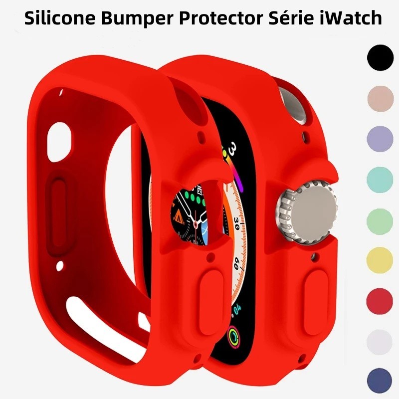 Estojo Macio Capa Para Apple Watch 44mm 40mm 45mm 41mm 42mm 38mm Silicone Protectora Case Série Para iWatch