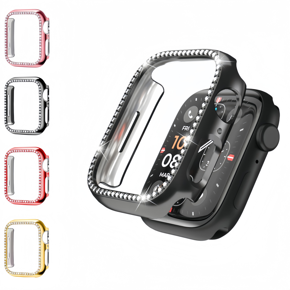 Luxo Capinha Case Diamante Para Apple Watch 49mm Ultra 40mm 44mm 41mm 38mm 45mm S10 11 46mm 42mm iWatch Protetora Case