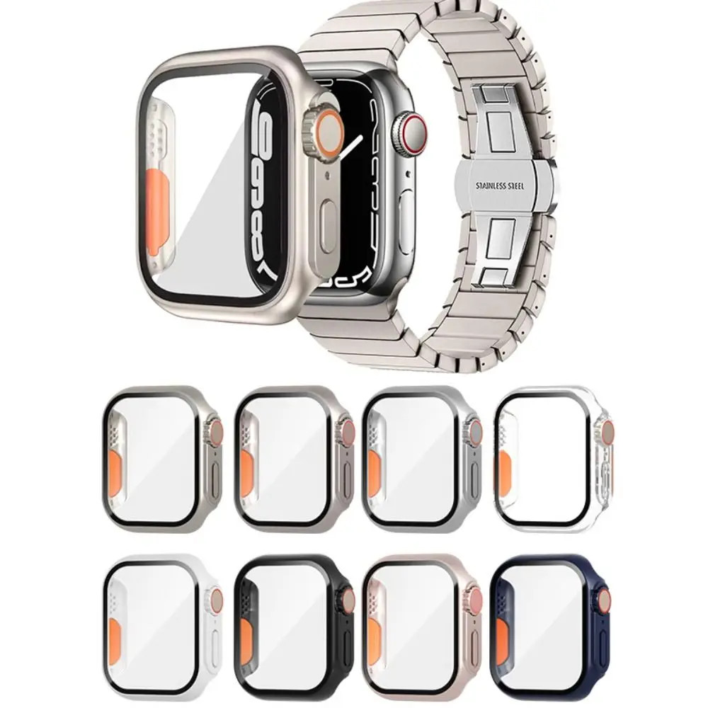 Mude Para Ultra Capinha Case+Vidro Temperado Para Apple Watch 40mm 42mm 38mm 41mm 44mm 45mm iWatch Tela Portetor Capa