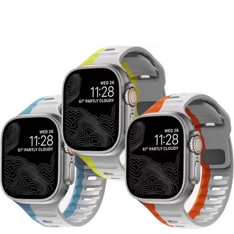Smartwatch Pulseira De Silicone Para Apple Watch Ultra 49mm 41mm 44mm 40mm 38mm 45mm 42mm iWatch Série Ajustável Alça
