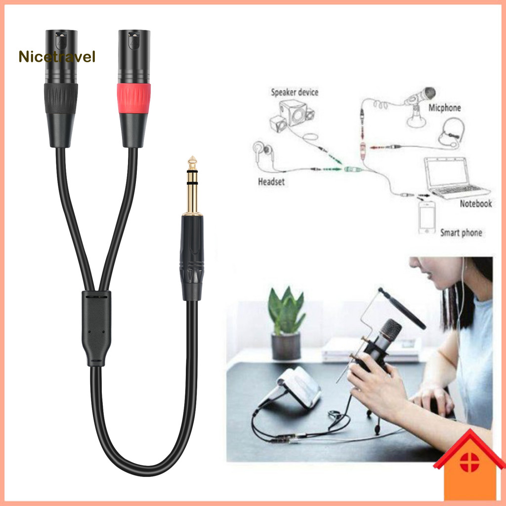 Audio Cord Adapter Cable 6.35mm Trs Male to Xlr Dual-channel Balanced Mic Anti-interference Portable Stereo Speaker Micr