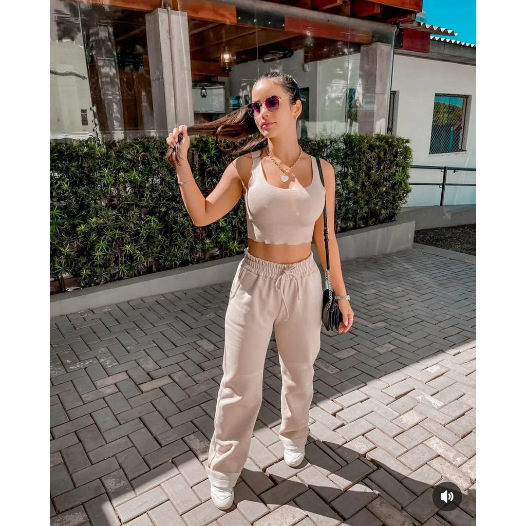 Conjunto Calça +cropped top cores Preta/off white/branco/vermelha/neon/etc Promoçao nao perca.