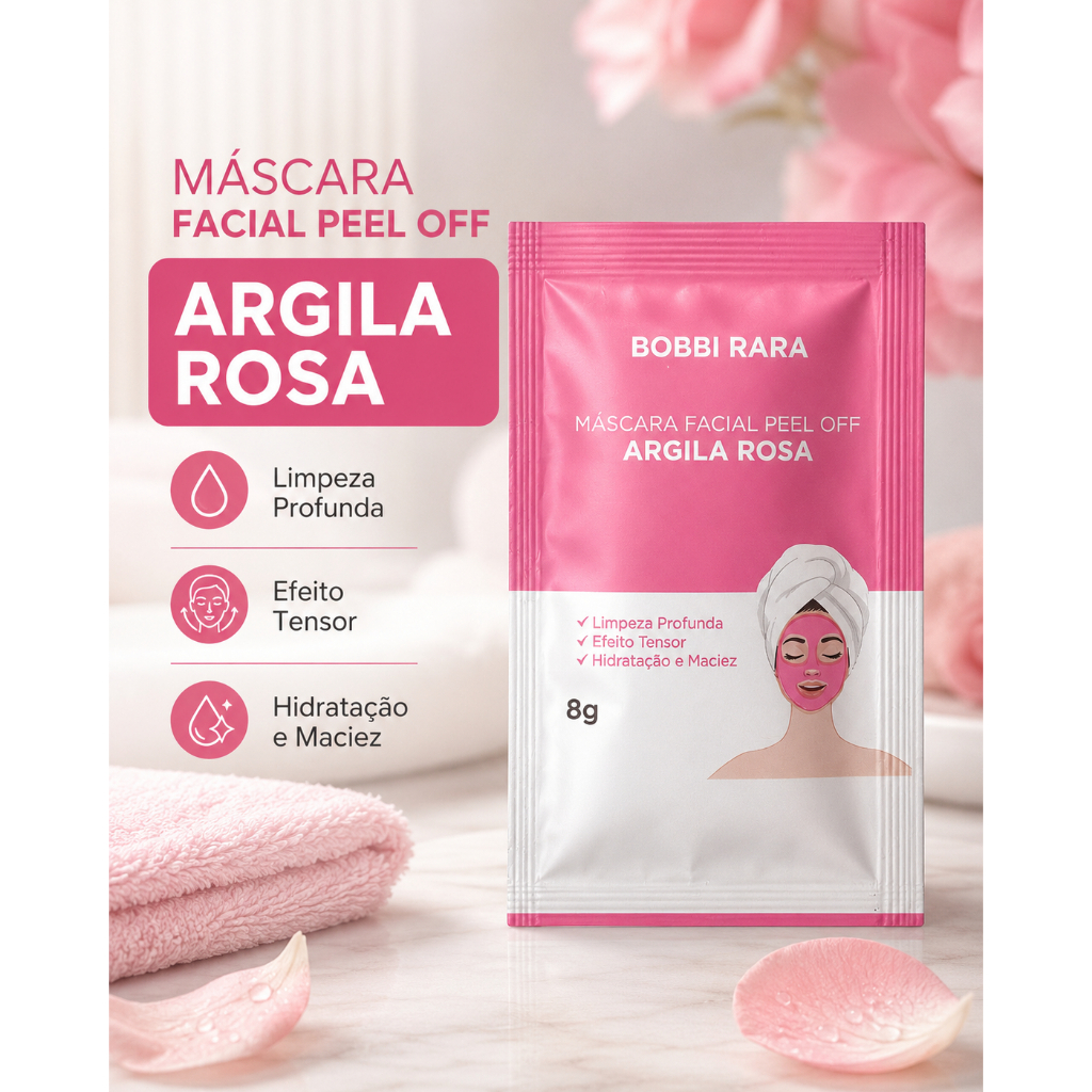 Máscara Facial Peel Off Bobbi Rara Argila Rosa 8g Sachê Individual