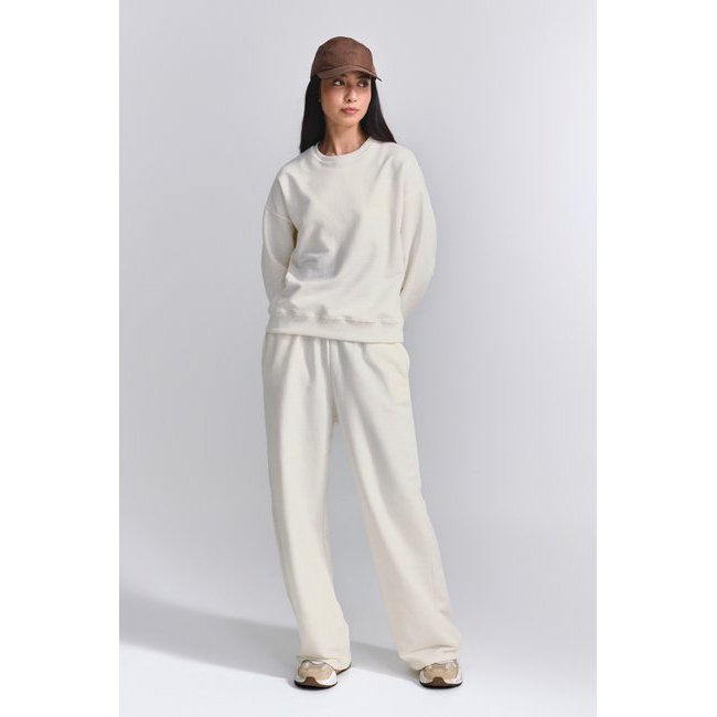 Conjunto Moletom Casaco Oversized com Calça Pantalona Off White