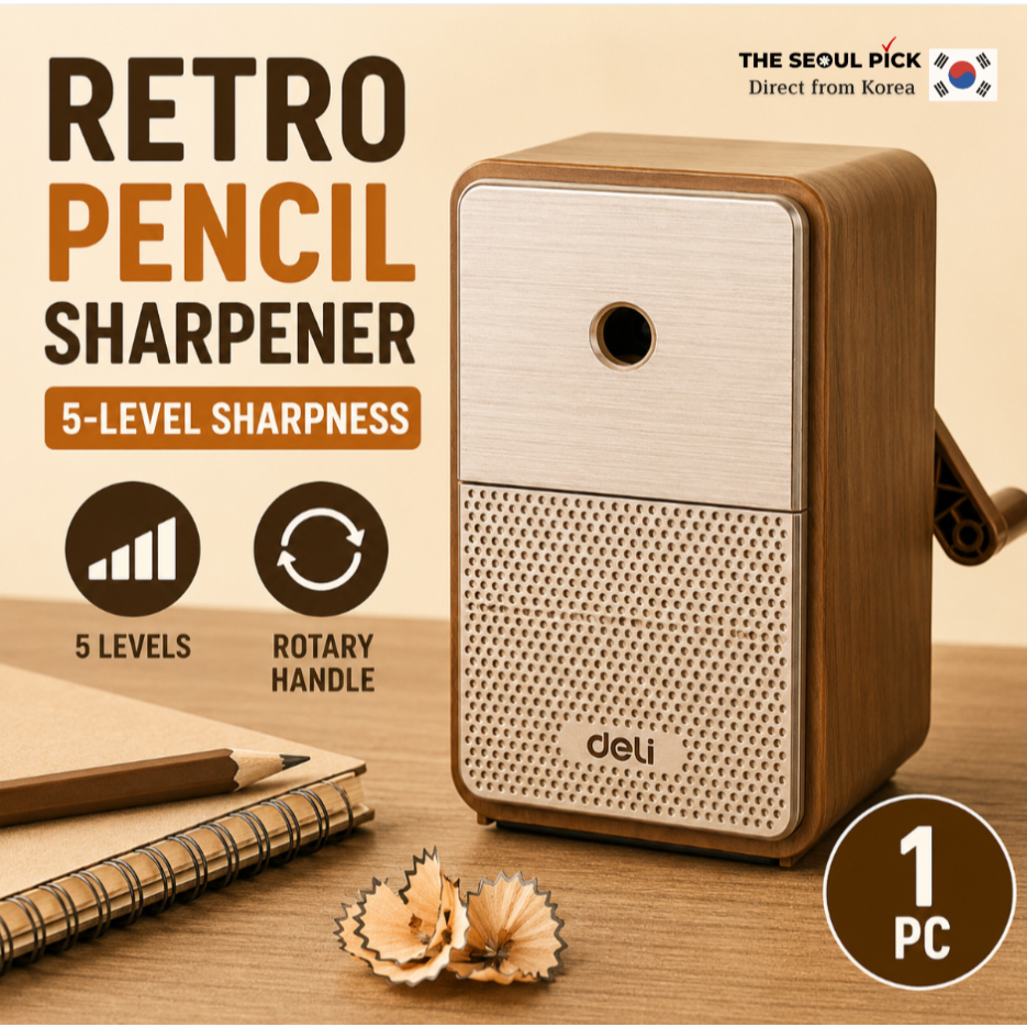 Deli Retro Speaker Estilo Apontador De Lápis Ajustável De 5 Nível Marrom