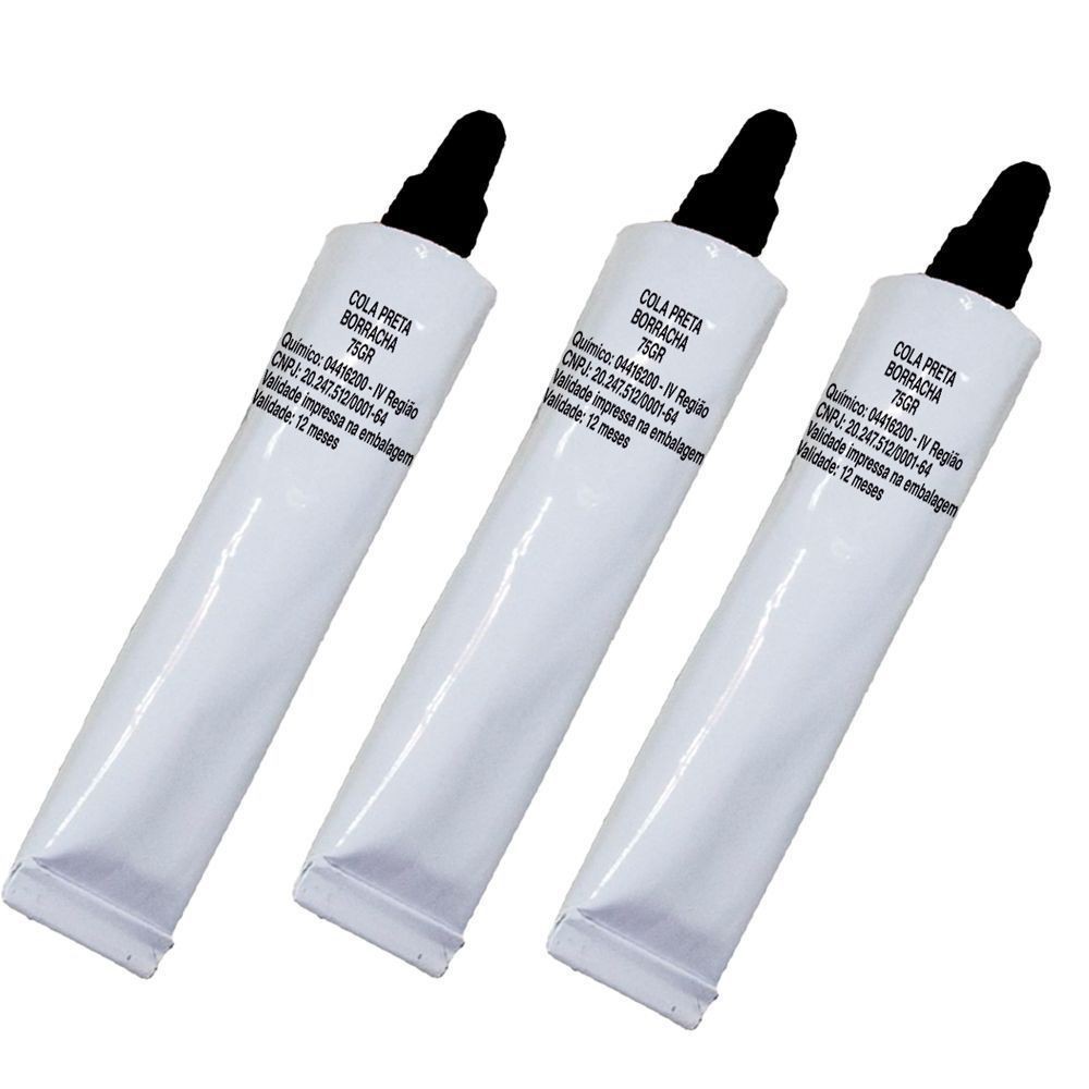 Kit 3 Cola Preta Adesivo De Reparo Alto Falantes 75Gr