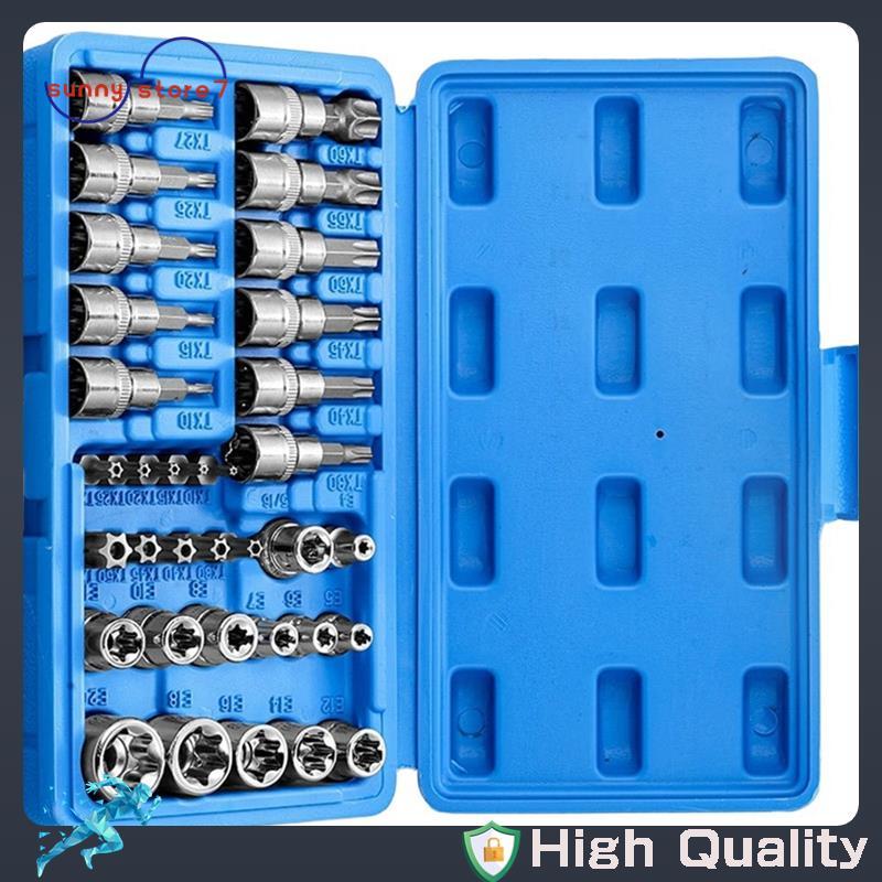 [Best S] Profissional 34pcs Torx Bit Socket & E-Star Set 1/4 