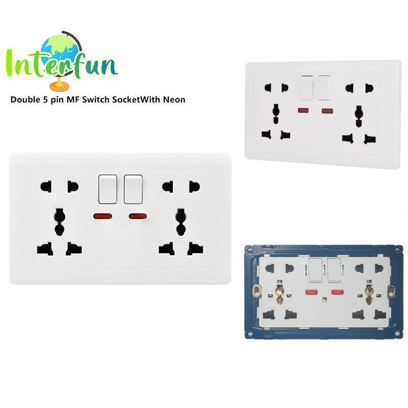 [InterfunB] Fonte De Alimentação De Parede Universal Branca Interruptor Elétrico Soet Multifuncional De 5 Pinos Com Port