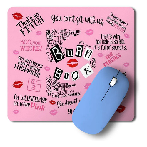 Mousepad Burn Book Mean Girls Filme 20x24 cm para Fãs e Escritório Criativo