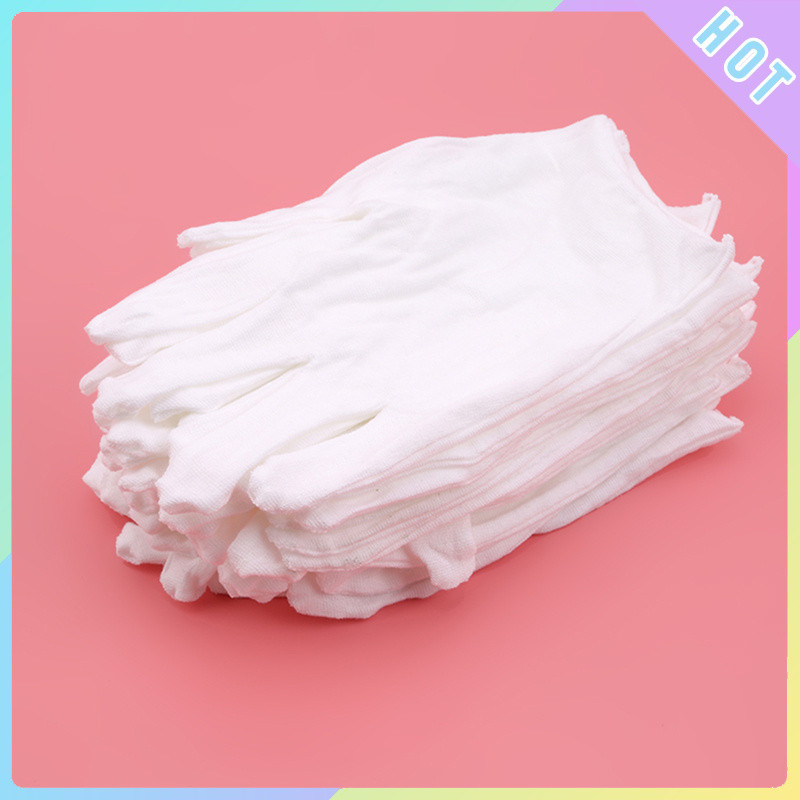 < DK > Luvas Descartáveis Ultrafinas De Tamanho Único , Cabem Em Todos Os 12 Pares De Cerimonais De Algodão Puro , Branc