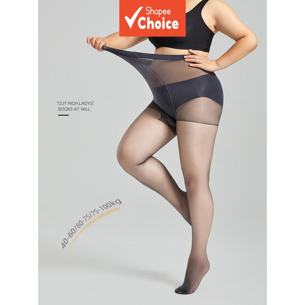 Kit 1 Par de Meias-Calça Transparentes de Nylon Ultrafinas Tamanho Grande Feminina