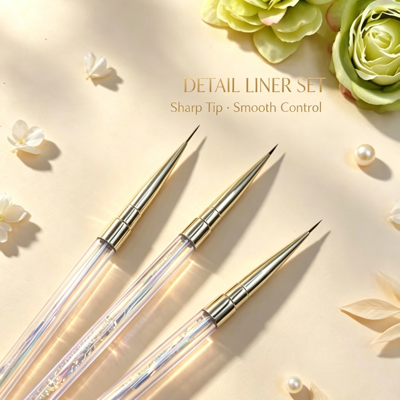 Pincel Delineador de Unhas de Ponta Ultrafina Aurora Multi-tamanho, Ferramenta de Traçado e Contorno de Unhas