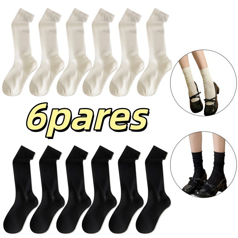 Kit 3 ou 6 Pares Meias Femininas Ultrafinas Cano Médio Transparentes Nylon Respiráveis Tamanho 36‑42 Para Mulheres