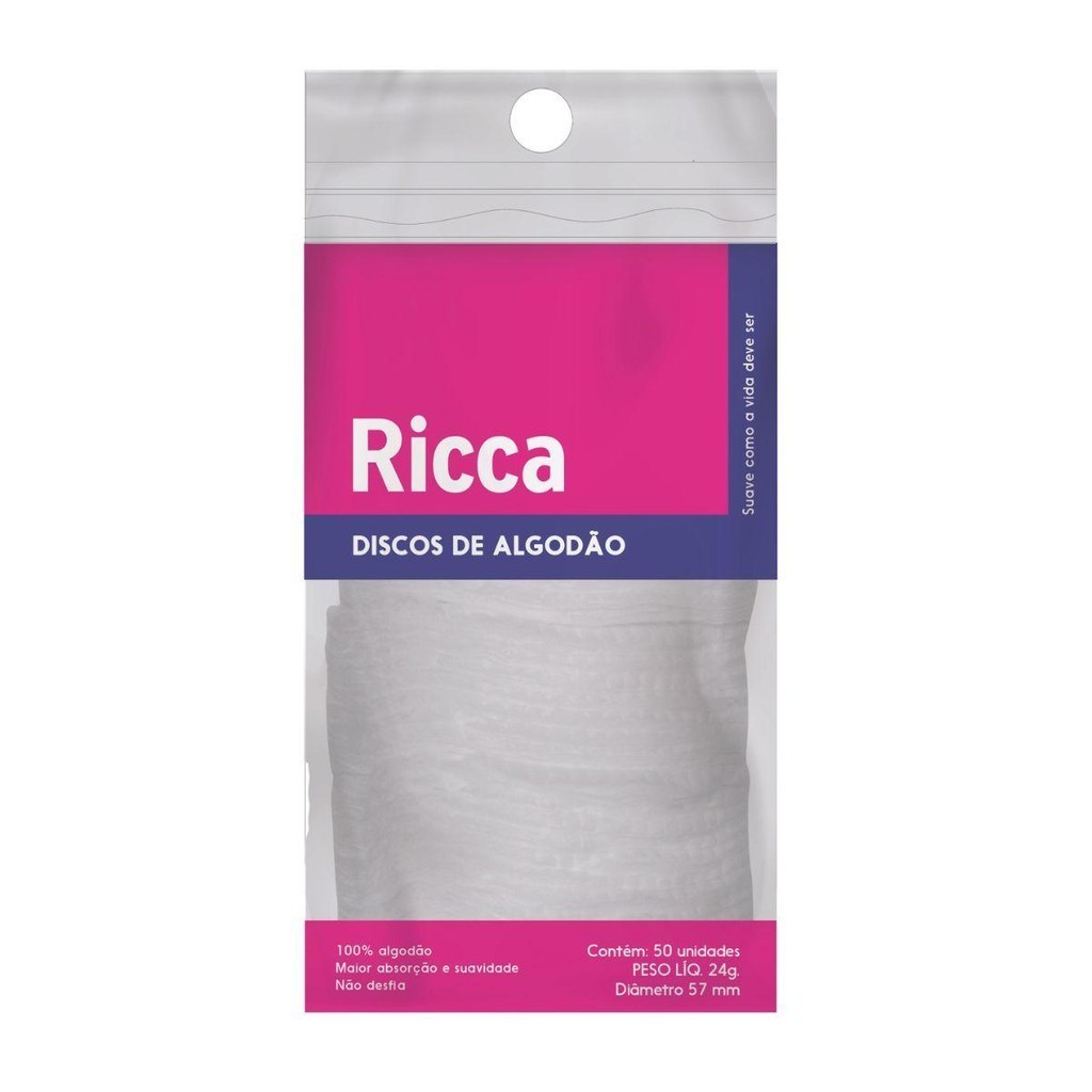 DISCOS DE ALGODÃO RICCA COM 50 UNIDADES