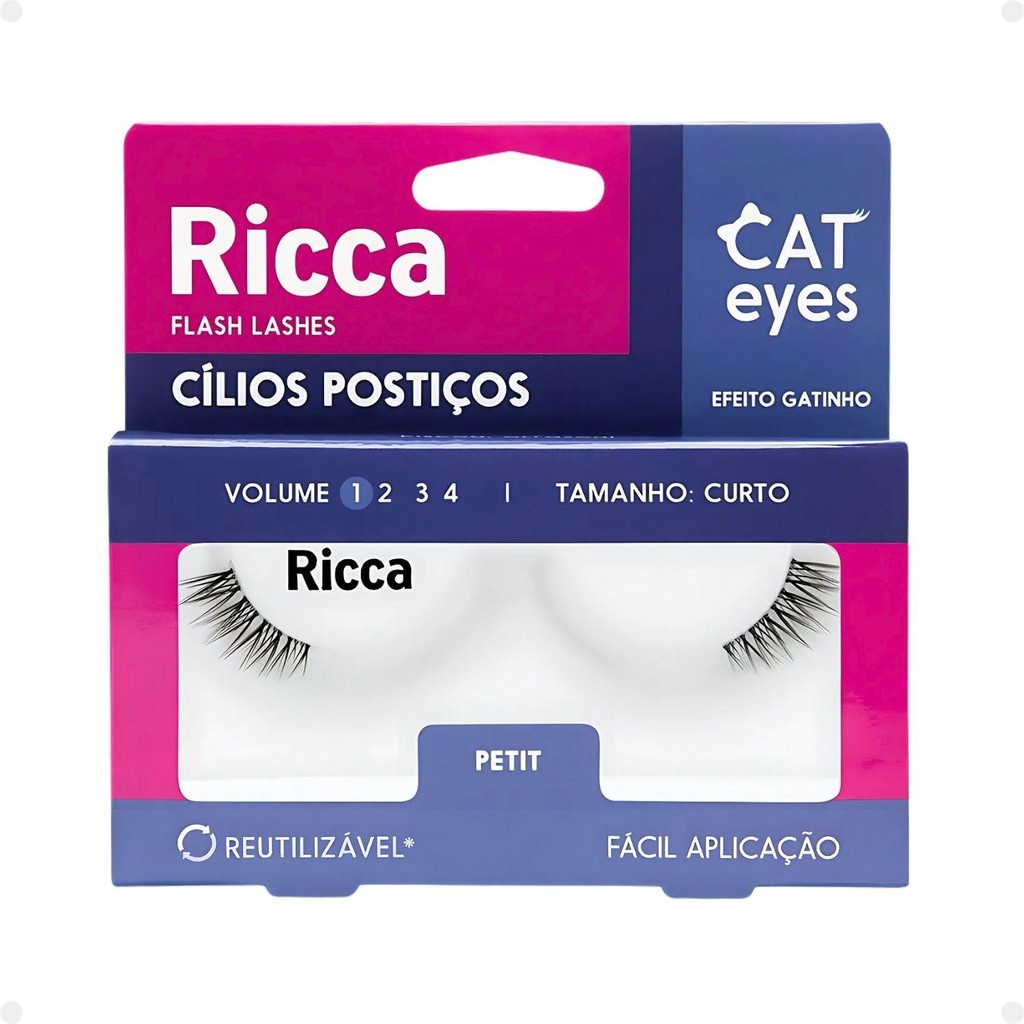 Cílios Postiços Ricca Belliz Cat Eyes Petit Vol:1 Curto Cód.2698