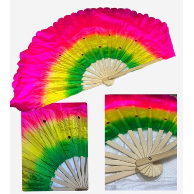 Leque GRANDE de Tecido com Madeira Super Resistente Arco Íris Carnaval Lgbtqia+ Drag Queen Portátil Abanador