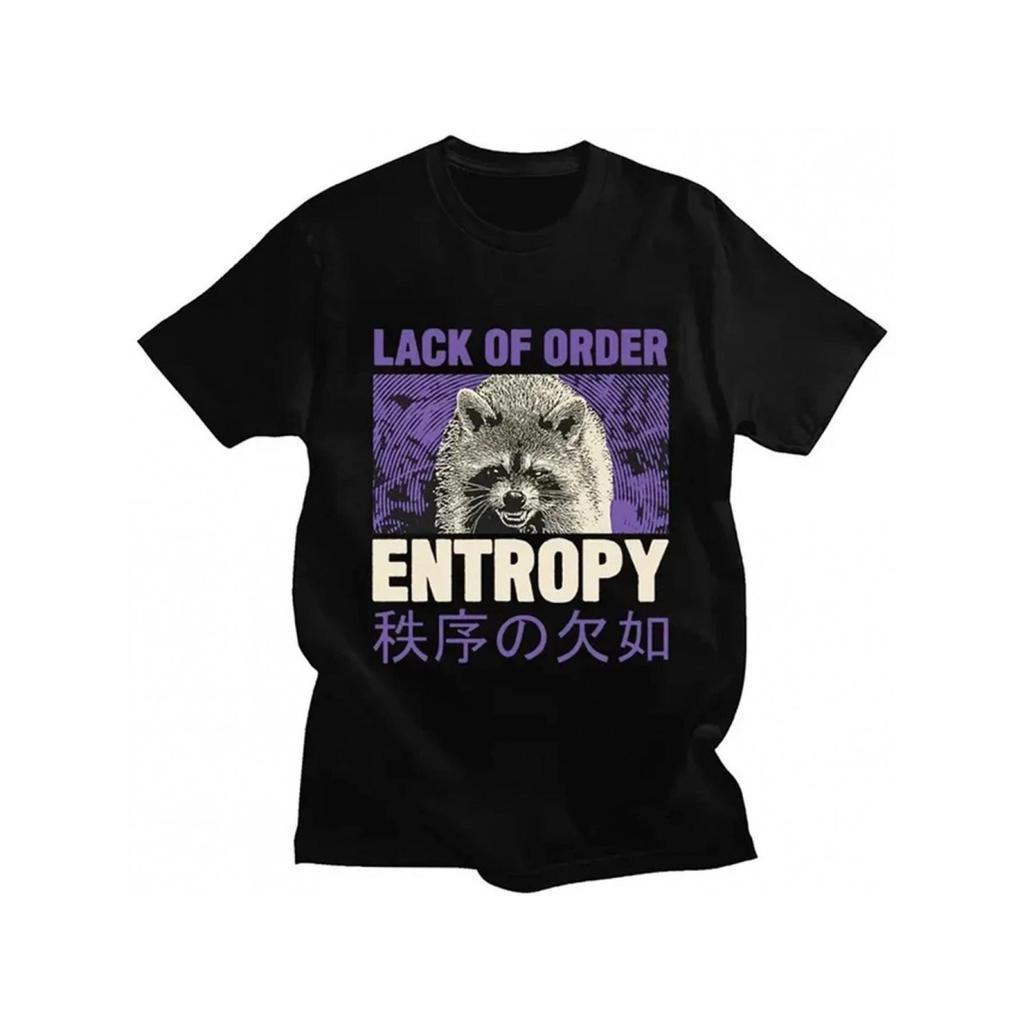 Camiseta Unissex Estilo Japonês com Estampa de Guaxinim Drag?o - Retro 100% Algod?o Oversized, Tecido Pesado 180gsm, Lav