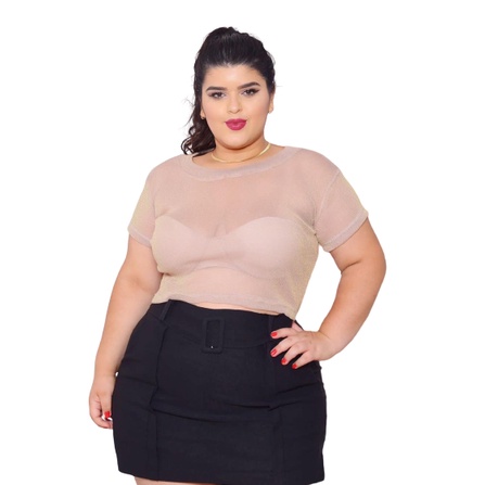 Cropped Lurex Plus Size Leve Transparência G1 G2 Ct1