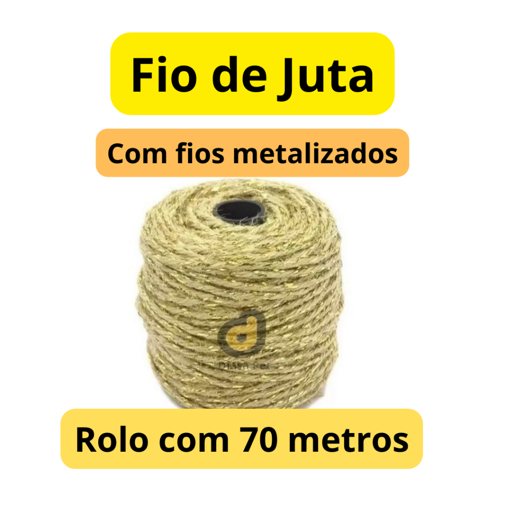 Fio de Juta com Lurex rolo 70 metros